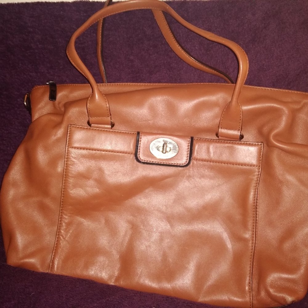 Leather Lock Tote Bag